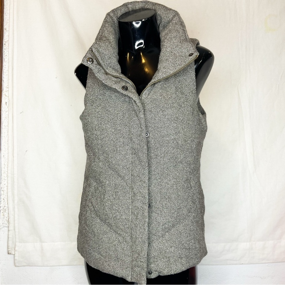 Eileen Fisher Gray Wool Down Puffer Vest XS